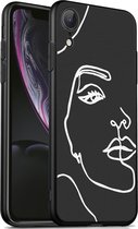 iMoshion Design voor de iPhone Xr hoesje - Abstract Gezicht - Wit / Zwart