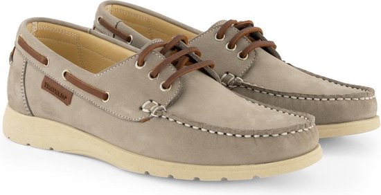 Travelin Seaport - Dames Instappers - Leren Moccasins met veter - Grijs - Maat 38