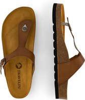 Travelin' Calp - Leren Heren Slippers - Sandalen - Cognac bruin - Maat 43