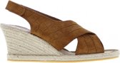 Tango | Vanessa 2-b cognac cross strap wedge espadrille - natural outsole | Maat: 37