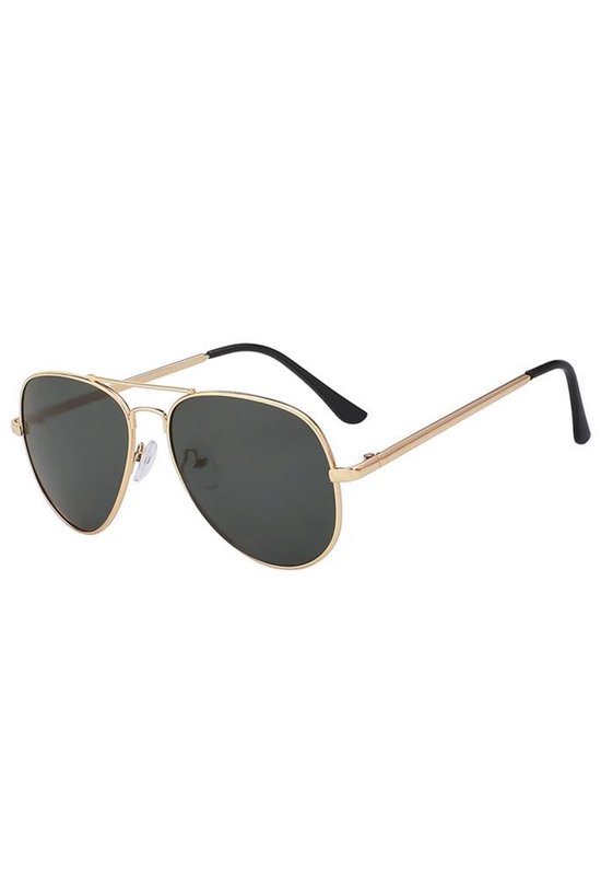 KIMU zonnebril goud heren pilotenbril - zwarte glazen - vintage avator  piloot model | bol.com