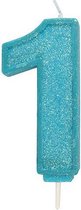 Sparkle Blue Numeral Candle 1