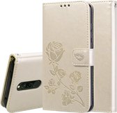 Voor Geschikt voor Xiaomi Redmi 8 Rose reliëf horizontaal Flip PU lederen tas, met houder & kaartsleuven & portemonnee (goud)