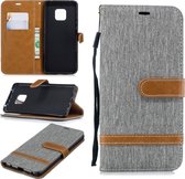 Kleurafstemming Denim Texture Leather Case voor Huawei Mate 20 Pro, met houder & kaartsleuven & portemonnee & lanyard (grijs)