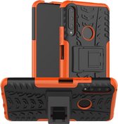 Voor Huawei Y9 Prime Tire Texture Shockproof TPU + PC beschermhoes met houder (oranje)