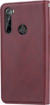 Voor Xiaomi Redmi Note 8T Kneed Skin Texture Horizontaal Flip Leather Case met Fotolijst & Holder & Card Slots & Wallet (Wine Red)