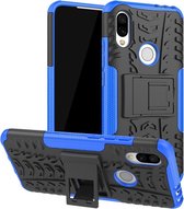Tire Texture TPU + PC schokbestendige beschermhoes voor Xiaomi Redmi 7, met houder (blauw)