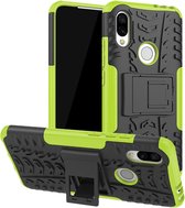 Tire Texture TPU + PC schokbestendige beschermhoes voor Xiaomi Redmi 7, met houder (groen)