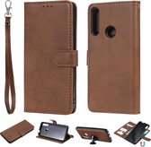 Voor Huawei P Smart Z / Y9 Prime Effen kleur Horizontale Flip Beschermhoes met houder & kaartsleuven & portemonnee & fotolijst & lanyard (bruin)