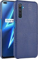 Voor Oppo Realme 6 Pro Shockproof Crocodile Texture PC + PU Case (blauw)