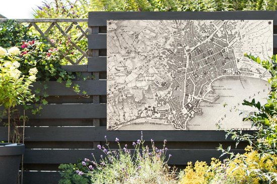 Illustration d'une ancienne carte de Napoli affiche de jardin 180x120 cm - Toile de jardin / Toile d'extérieur / Peintures d'extérieur (décoration de jardin) XXL / Groot format!