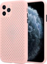 koelend siliconen hoesje geschikt voor Apple iPhone 11 Pro Max - roze met Privacy Glas