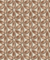 Hexagone dessin beige/koper modern (vliesbehang, bruin)