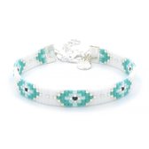 Mint15 Geweven armband 'Lucky Eyes' - Turquoise - Zilver