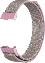 Shop4 - Geschikt voor Fitbit Charge 4 Bandje - Nylon Grijs Roze