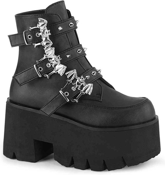 Demonia Plateau Laarzen Shoes- ASHES-55 US Zwart