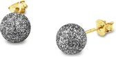 Silventi 921100994 Zilveren Oorstekers - Bol - 9mm - Glitter Grijs - Goudkleurig