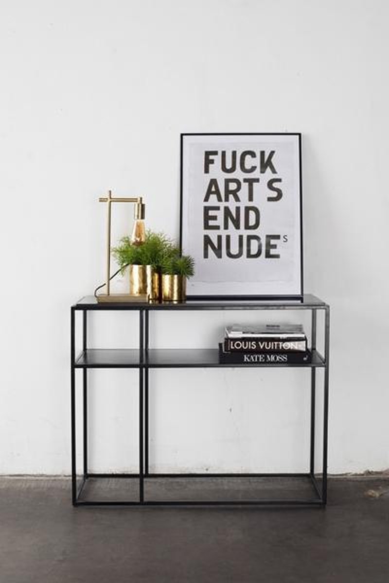 Sidetable Zwart Marmer & Metaal 100x38x80cm Sidetable