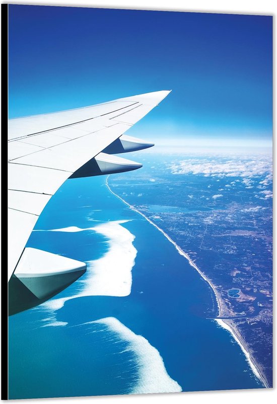 Dibond –Land en Zee vanuit een Vliegtuig– 100x200cm Foto op Aluminium (Met Ophangsysteem)