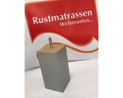 Omslag van Set van 12 stuks Houten Meubelpoten hoogte 12 cm ALU GRIJS ( ZILVER ) met M8
