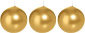 3x Bougies Boule dorée 7 cm 16 heures de combustion - Bougies rondes sans odeur - Décorations pour la maison