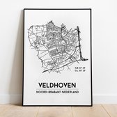 Veldhoven city poster, A3 zonder lijst, plattegrond poster, woonplaatsposter, woonposter
