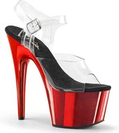 Pleaser Sandaal met enkelband, Paaldans schoenen -37 Shoes- ADORE-708 Paaldans schoenen Zwart/Rood