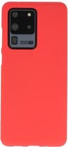 Bestcases Color Telefoonhoesje - Backcover Hoesje - Siliconen Case Back Cover voor Samsung Galaxy S20 Ultra - Rood