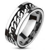Ringen Mannen - Ring Mannen - Ring Heren - Zilverkleurig - Ring - Ringen - Heren Ring - Ring Heren - Met Uniek Kettingmotief - Chain