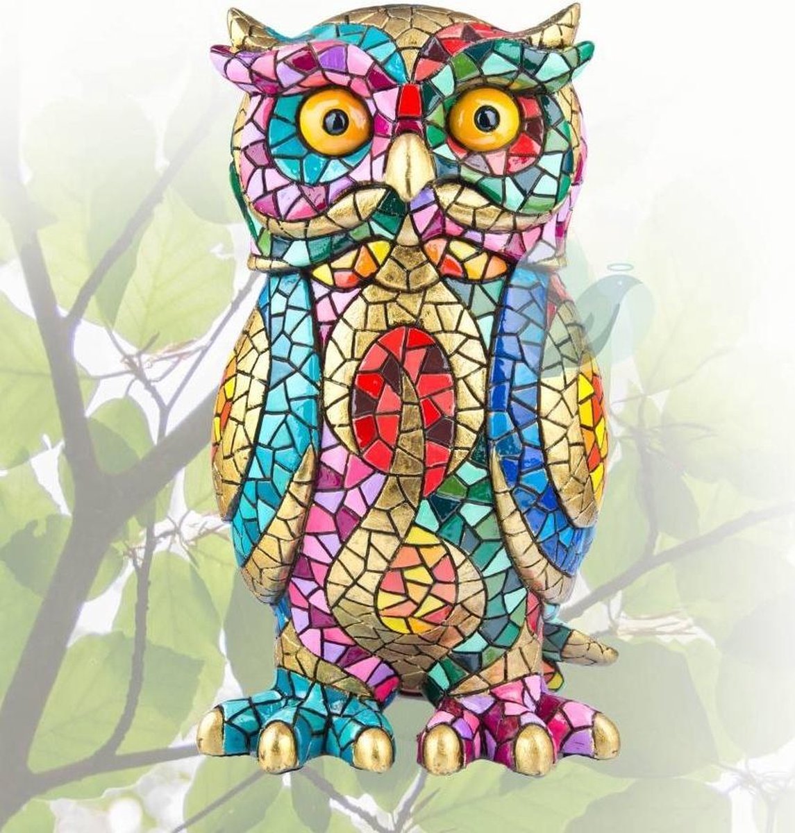 Barcino Design Carnival beeld uil multi-colored 11 cm