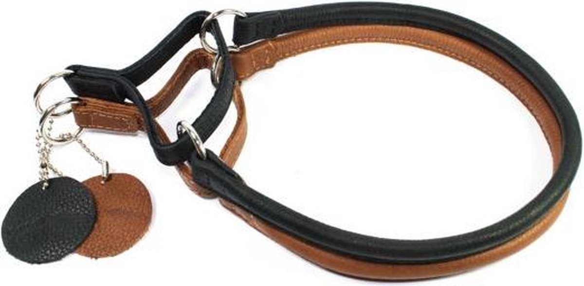 Collar Soft Ronde leren halfslip halsband Bruin Maat XXL