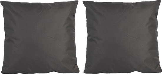 Set van 4x stuks bank/Sier kussens voor binnen en buiten in de kleur antraciet grijs 45 x 45 cm - Tuin/huis kussens