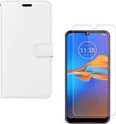 Bookcase hoesje Geschikt voor: Samsung Galaxy A10S Portemonnee Wit met 2 stuks Glas Screen protector