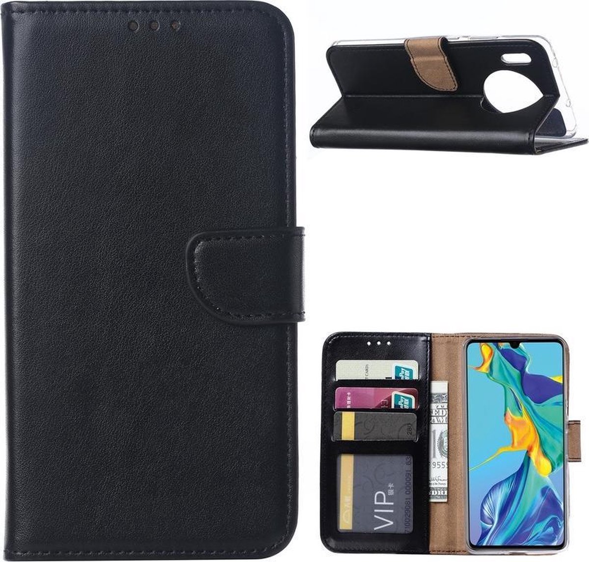 Bookcase Geschikt voor: Huawei Mate 30 Pro - Zwart - portemonnee hoesje