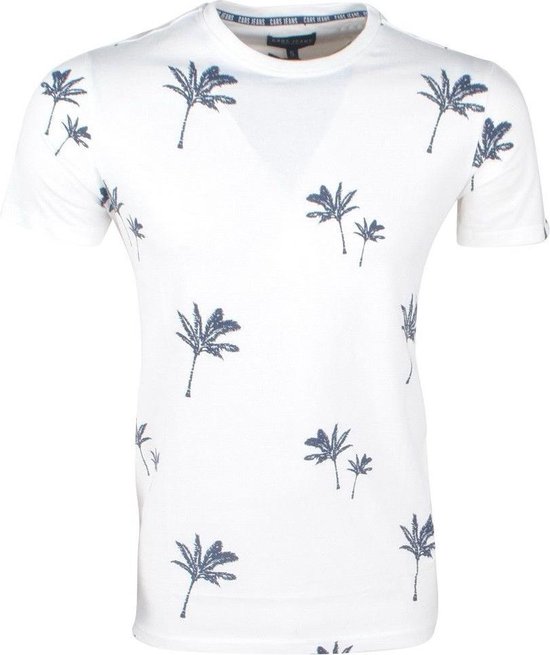 Cars Jeans Heren Tshirt Halle Tropical Wit