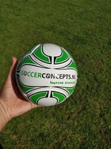 SoccerConcepts Mini Bal - Voetbal - Maat 2 - Groen en wit - Omvang 15cm