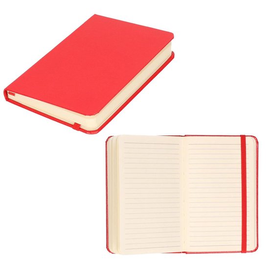Cahier A6, cahier à couverture rigide, avec élastique rouge