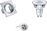 LED Spot Set - GU10 Fitting - Inbouw Vierkant - Glans Chroom - Kantelbaar 80mm - Philips - CorePro 830 36D - 4.6W - Warm Wit 3000K - BES LED