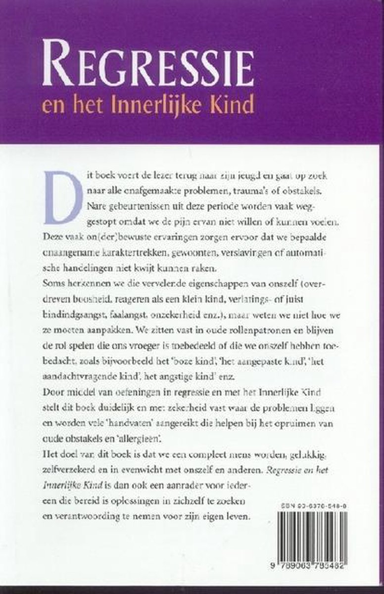 Regressie en het innerlijke kind - back cover