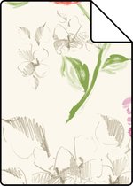 Proefstaal ESTAhome behang hortensia's roze en oranje - 128019 - 26,5 x 21 cm