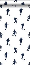 ESTAhome behangpapier voetbalspelers donker blauw op wit - 138801