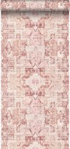 krijtverf eco texture vliesbehang oosters ibiza marrakech kelim tapijt perzik oranje roze peach - 148656 ESTAhome