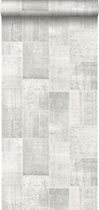 ESTAhome behang kelim patchwork grijs - 148329 - 53 x 1005 cm