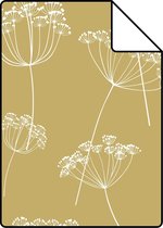 Proefstaal ESTAhome behangpapier schermbloemen okergeel en wit - 139104 - 26,5 x 21 cm