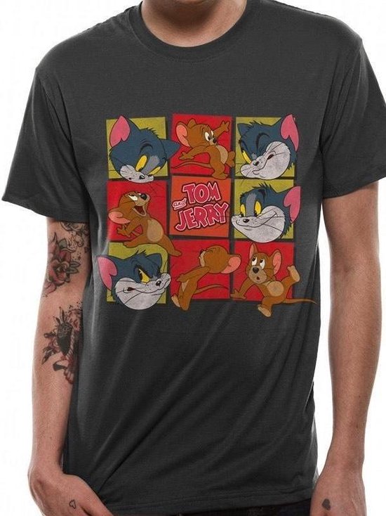 TOM AND JERRY - T-Shirt IN A TUBE- Squares (S)