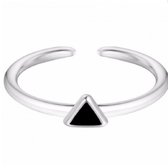 Zilver -driehoek- ring- Zwart- Verstelbaar-Dames- Tiener