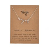 Kasey Maagd ketting - Sterrenbeeld hanger met steentjes - Zilverkleurig - Virgo - Maagd