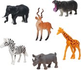 6x Plastic safari/jungle dieren speelgoed figuren 14 cm voor kinderen - Speelgoeddieren - Speelgoedfiguren - Wilde dieren - Dieren speelset safaridieren