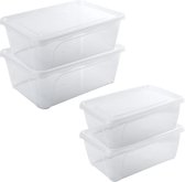 4x Voorraad/vershoudbakjes hoog/diep 1 en 2 liter transparant plastic/kunststof - 18 x 12 x 7 cm - 22 x 15 x 8 cm - Vienna - Vershouddoos bakje - Mealprep - Maaltijden bewaren