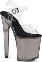 Pleaser Sandaal met enkelband, Paaldans schoenen -39 Shoes- XTREME-808T Paaldans schoenen Transparant/Zwart